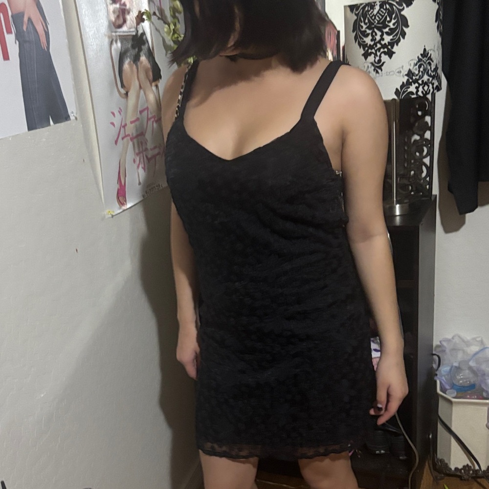 miami Black Lace Midi Slip Dress